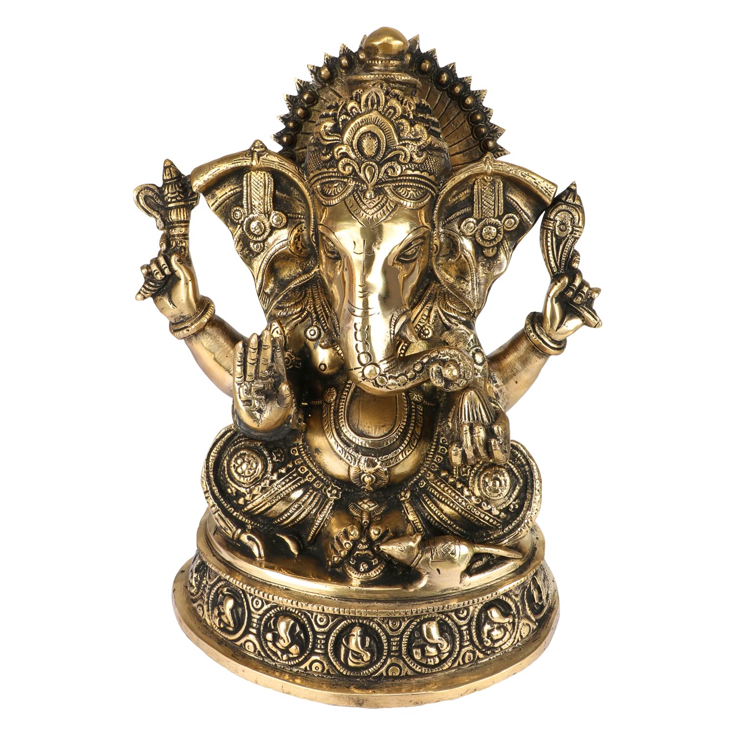 Kartique Brass Lord Ganesha Ganesh Bhagwan Idol Ganpati Murti Metal Statue For Home Office Entrance Decor Diwali Pooja Good Luck